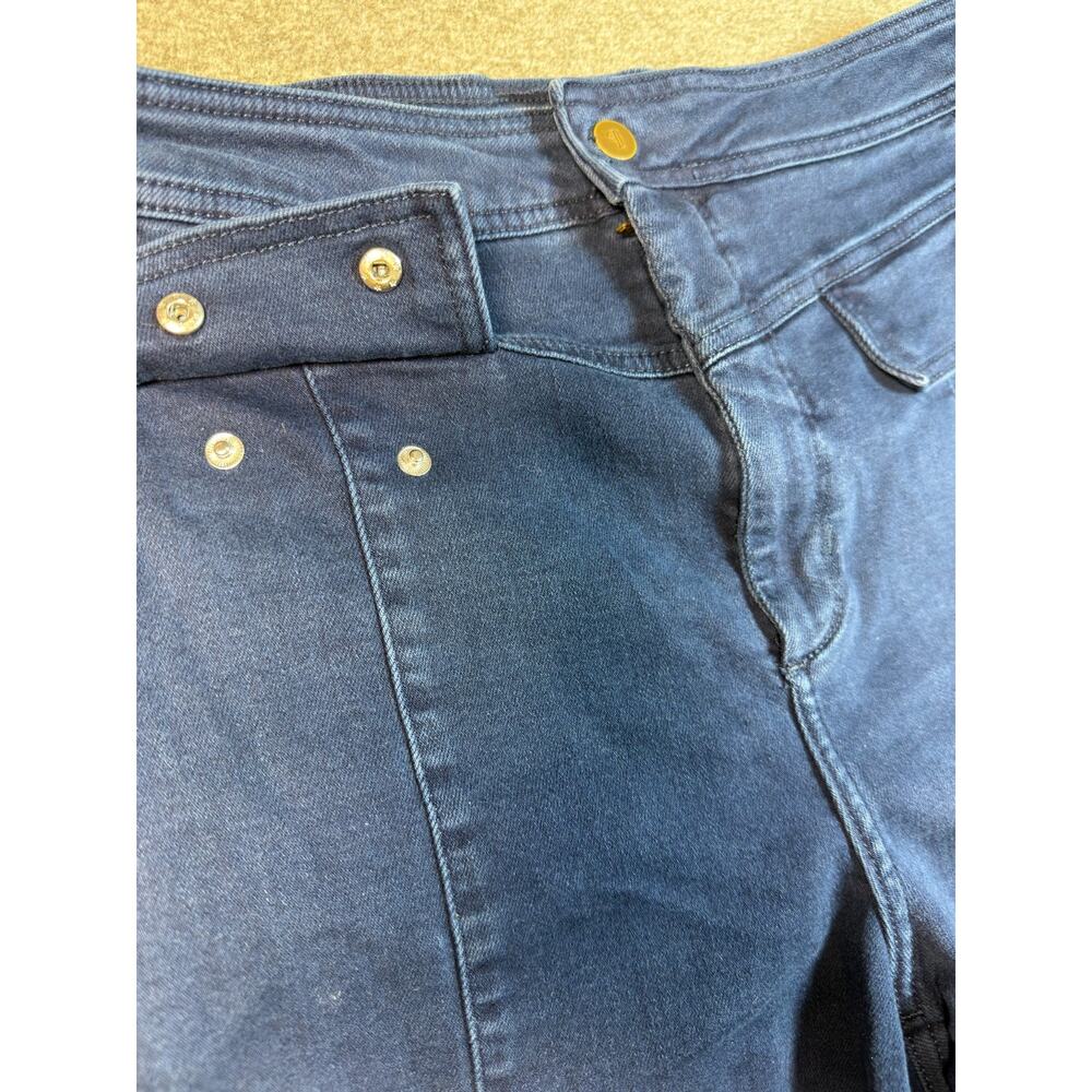 Pilcro Anthropologie Wide Leg Crop Jeans 32 Blue High Rise Patch Pockets Boho - Picture 3 of 9